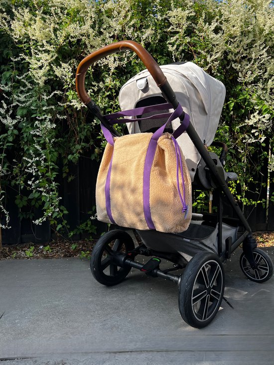 Mom Bag Beige - Chunky Teddy - Paarse details - Luiertas - Indyaantje Denim van Indyaantje Denim — afbeelding 5