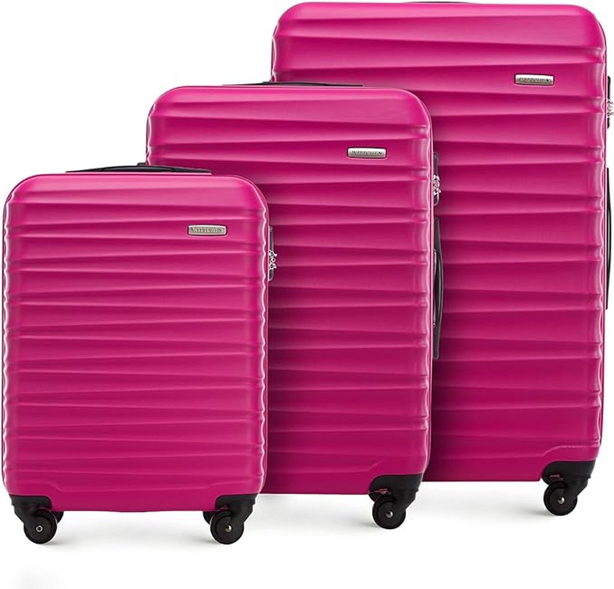 Set de 3 valises de voyage à coque rigide trolley avec 4 roues