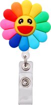 Fako Bijoux® - Porte badge - Porte clés - Epingle à roulette - Infirmière - Soeur - Rond - Bloem Siliconen - Arc-en-ciel