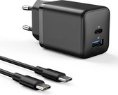 Chargeur rapide USB-C + USB-A iPhone 15 35 W + câble de chargement - 3 mètres - Pour Apple iPhone 15, iPhone 15 Pro, iPhone 15 Plus et iPhone 15 Pro Max