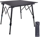 Draagbare opvouwbare campingtafel, in hoogte verstelbare ultralichte aluminium tafel met tas voor buiten, picknick, vissen achtertuin en thuisgebruik (zwart)