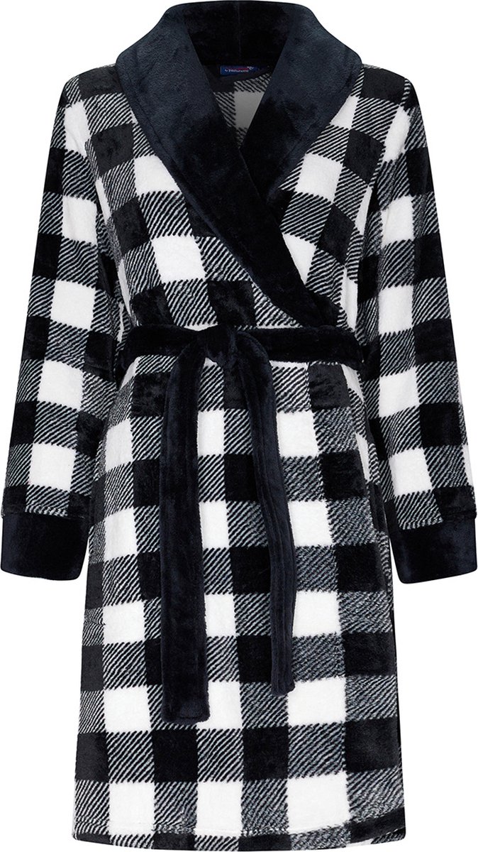 Rebelle Geruite badjas Laurie gerecycled polyester - Zwart - Maat