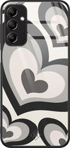 Casimoda® hoesje - Geschikt voor Samsung Galaxy A14 5G - Hart Swirl Zwart - Luxe Hard Case Zwart - Backcover telefoonhoesje - Zwart