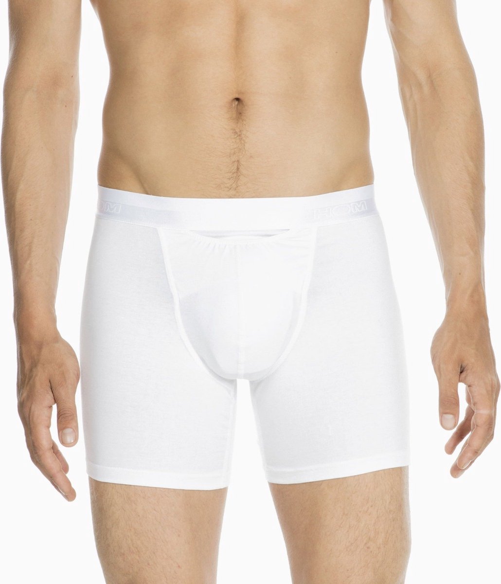 HOM HO1 long boxer briefs (1-pack) - heren boxer lang met horizontale gulp - wit - Maat: M