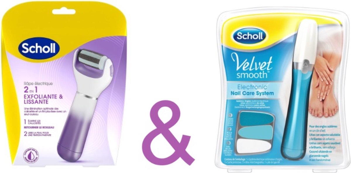 Scholl Elektrisch Velvet Smooth + Scholl Elektrisch Nagelvijl – Nagelbehandeling - Eeltverwijderaar - Scholl - Nagelverzorging – Huidverzorging – Nagelvijl – Voetverzorging – Eeltverwijderaar.