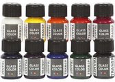 Glasverf - Porseleinverf - Verf Voor Porselein En Glas - Transparant - Diverse Kleuren - Glass Color Transparant - Creotime - 10x30ml
