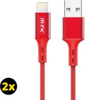 iPhone oplader kabel rood kleur - USB A naar Lightning kabel 1 meter | iPhone kabel - Lightning USB kabel (2 Packs)