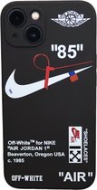Stijlvol Nike Air Jordan x Off-White iPhone 15 Hoesje Zwart - Bescherm je telefoon in stijl!