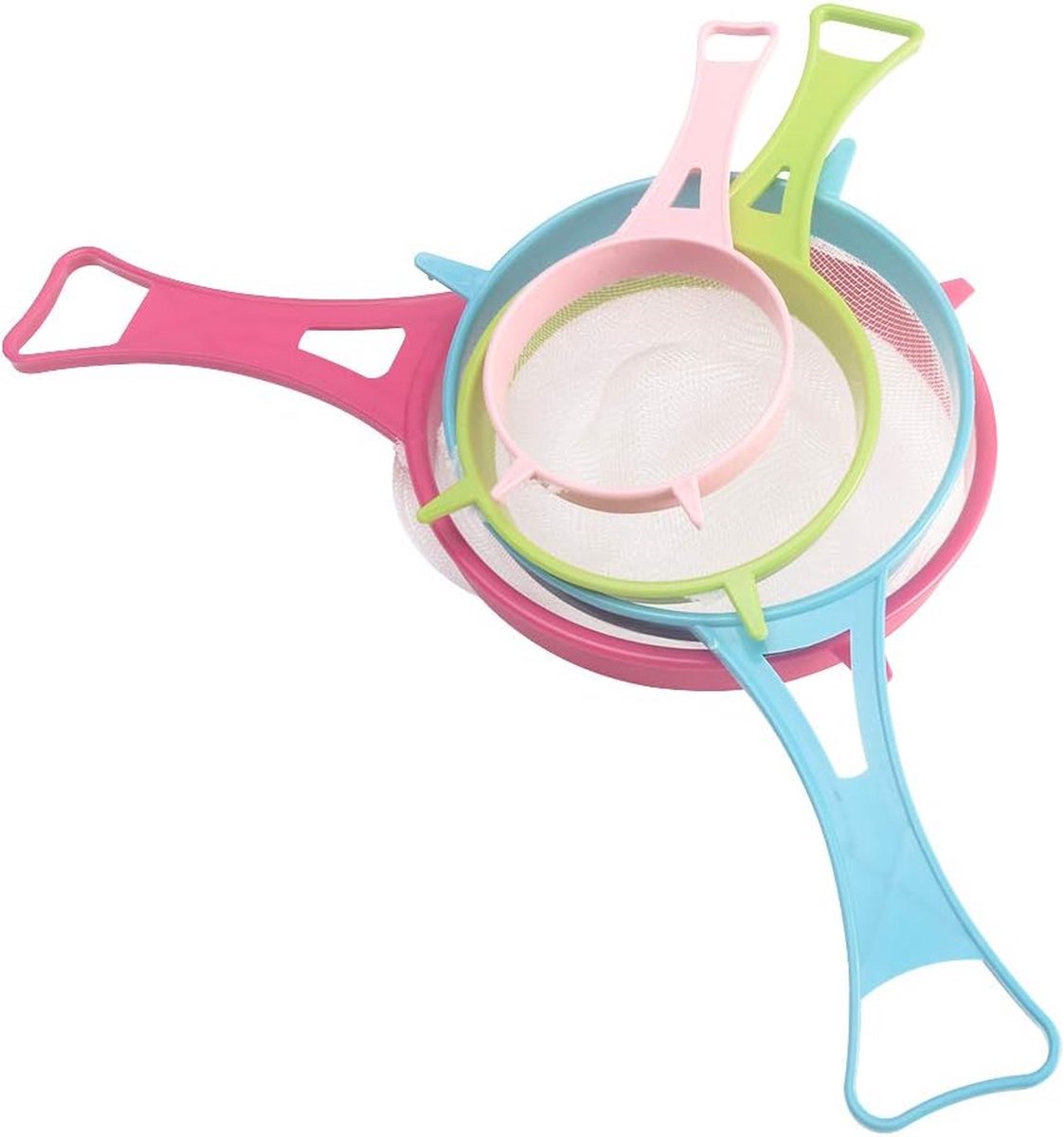 Keuken Zeef, 4 stks Multi Purpose Zeef Zeef Set, Fijne Mesh Voedsel Zeef Set met Plastic Handvat voor Meel, Quinoa, Thee, Keuken Bakken & Koken Voorbereiding Gadget (Maat: 4 stks/set)