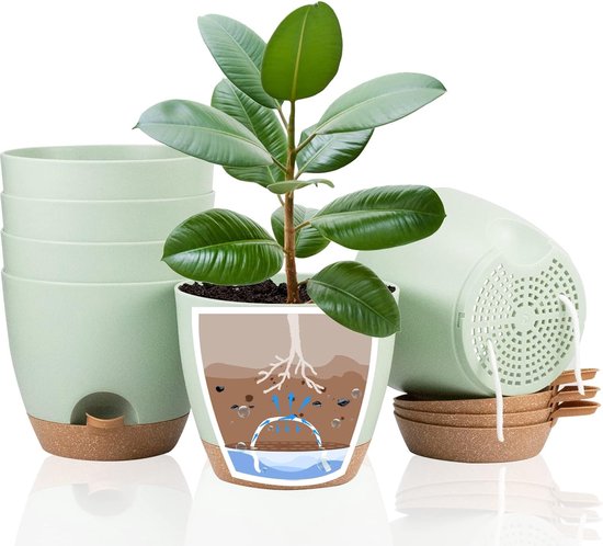 Pots à arrosage automatique de 16,5 cm, 3 jardinières en plastique avec  trous de drainage en maille pour plantes de jardin d'intérieur et  d'extérieur