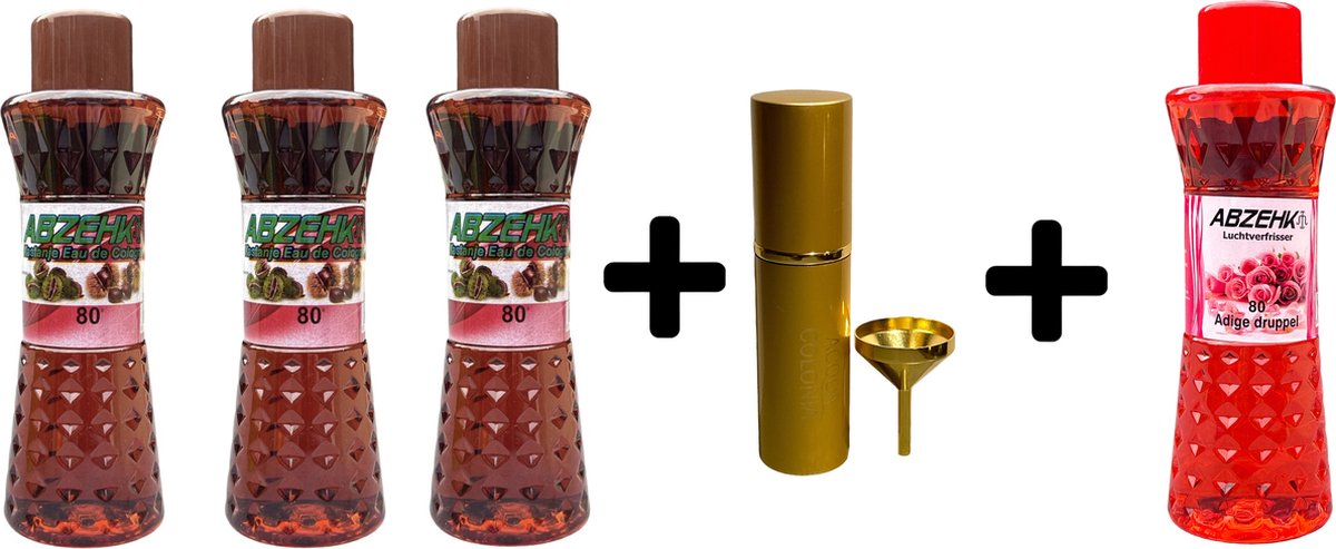 Goedkoopste Abzehk Eau de Cologne Kastanje 400ml 3x Parfumverstuiver 1x Eau de Cologne Adige Druppel 400ml 1x