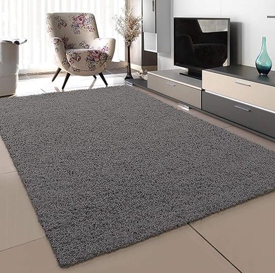 tapijt, woonkamer, grijs, hoogpolig, langpolig, modern, afmetingen: 160 x 230 cm
