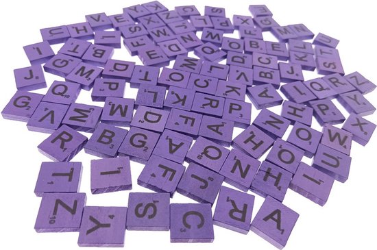 Set de 100 pièces - Jeu de société Lettres - A à Z - Violet