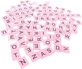 Set van 100 stuks - Bordspel Letters - A tot Z - Licht Roze