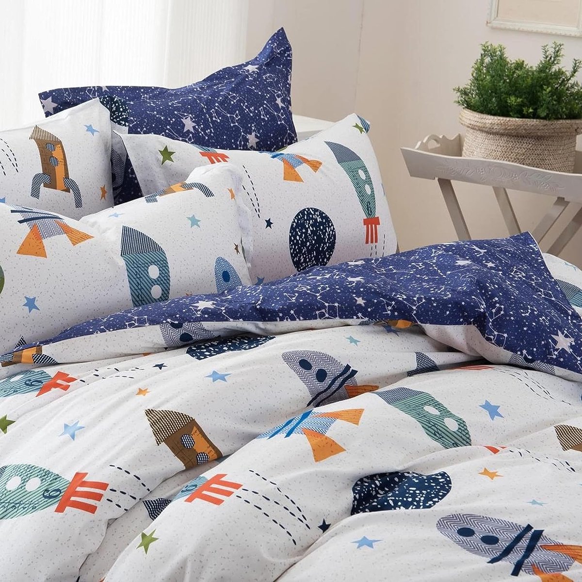 Qucover 100% katoenen beddengoed, 135 x 200 cm, herfstbeddengoed