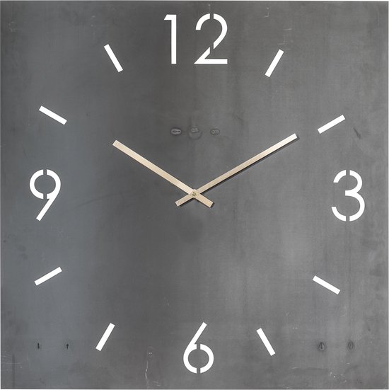 Spinder Design Time - Horloge murale - Carré - 60x60 cm - Forgeron