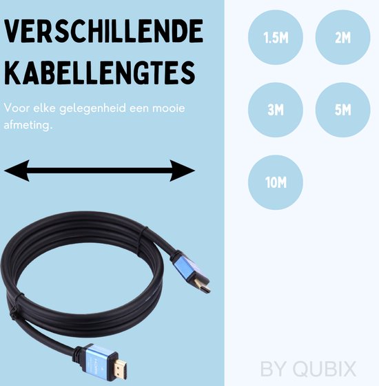Câble HDMI 10 mètres 4K - HDMI vers HDMI - Version 2.0 - Haute vitesse - Câble HDMI 19 broches mâle vers HDMI 19 broches mâle - Ligne bleue
