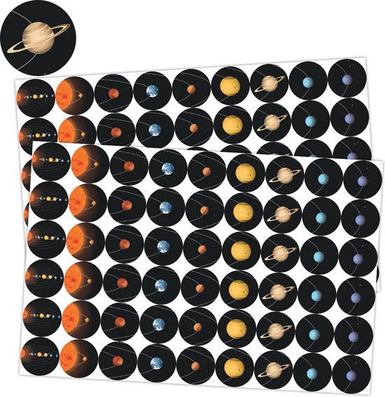 Stickervellen Ruimte - 108 Stickers thema Planeten en Ruimte - Knutselen Kinderen - Knutselen Jongens - Stickers Jongens - Beloningsstickers Jongens - Jongensstickers - Hobbystickers - Stickervellen Planeten