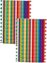 Folat Trek lanternes rayures - 2x - H16 cm - multicolore - papier - papier - Sint Maarten/décorations de fête d'enfants/lanternes