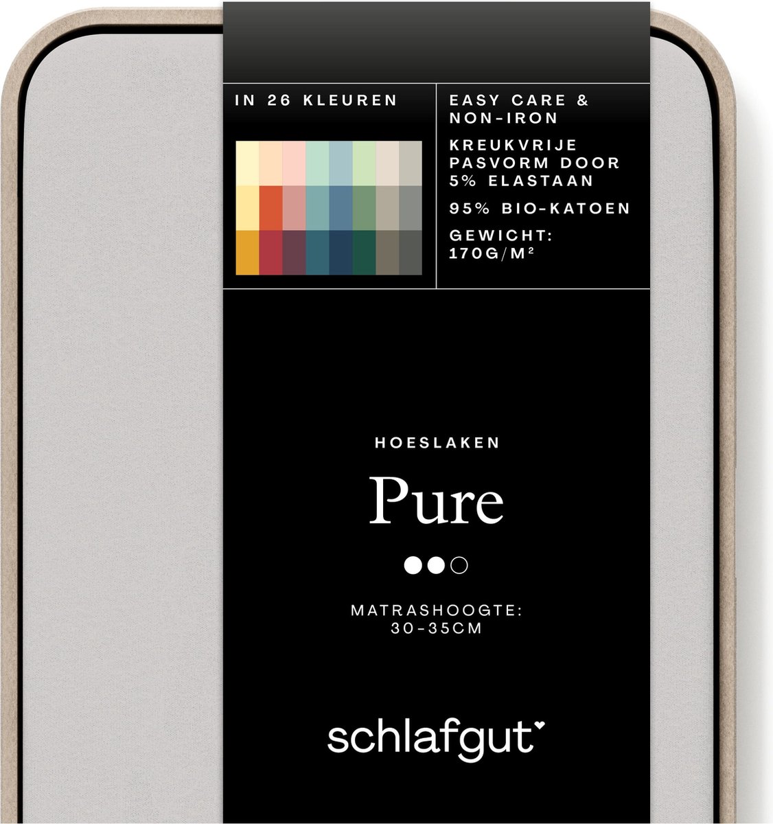 Schlafgut Pure Bio Katoen Jersey Hoeslaken M - 120x200 - 130x220 511 Grey Light