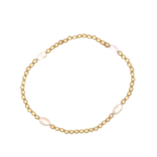 Pat's Jewels Armband Dames - Elastiek Armband - Gouden Bolletjes - Parels