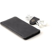 Housse iPhone 15 Pro Max en cuir JACCET - cuir anthracite/noir avec feutre de laine noir - Handgemaakt aux Nederland