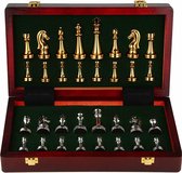 Échiquier - Jeu d'échecs en bois de haute qualité, échecs en métal pur, artisanat, cassette d'échecs du Moyen Âge, pliable, avec boîte de rangement