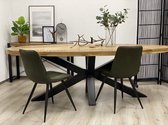 Eethoek mangohout ovaal eettafel 200cm met 6 stoelen Coqnac