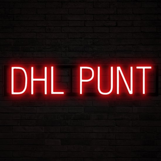 DHL PUNT - Lichtreclame Neon LED bord verlicht | SpellBrite | 74,99 x 16 cm | 6 Dimstanden - 8 Lichtanimaties | Reclamebord neon verlichting