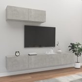 The Living Store TV-meubelset - betongrijs - 100 x 30 x 30 cm - bewerkt hout