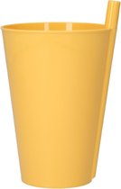 Handige Drinkbeker met rietje SIPSTER - Geel - Set van 4 - Geen geknoei met losse rietjes - Beker / Mok met rietje - 8 x 8 x 13,7 cm