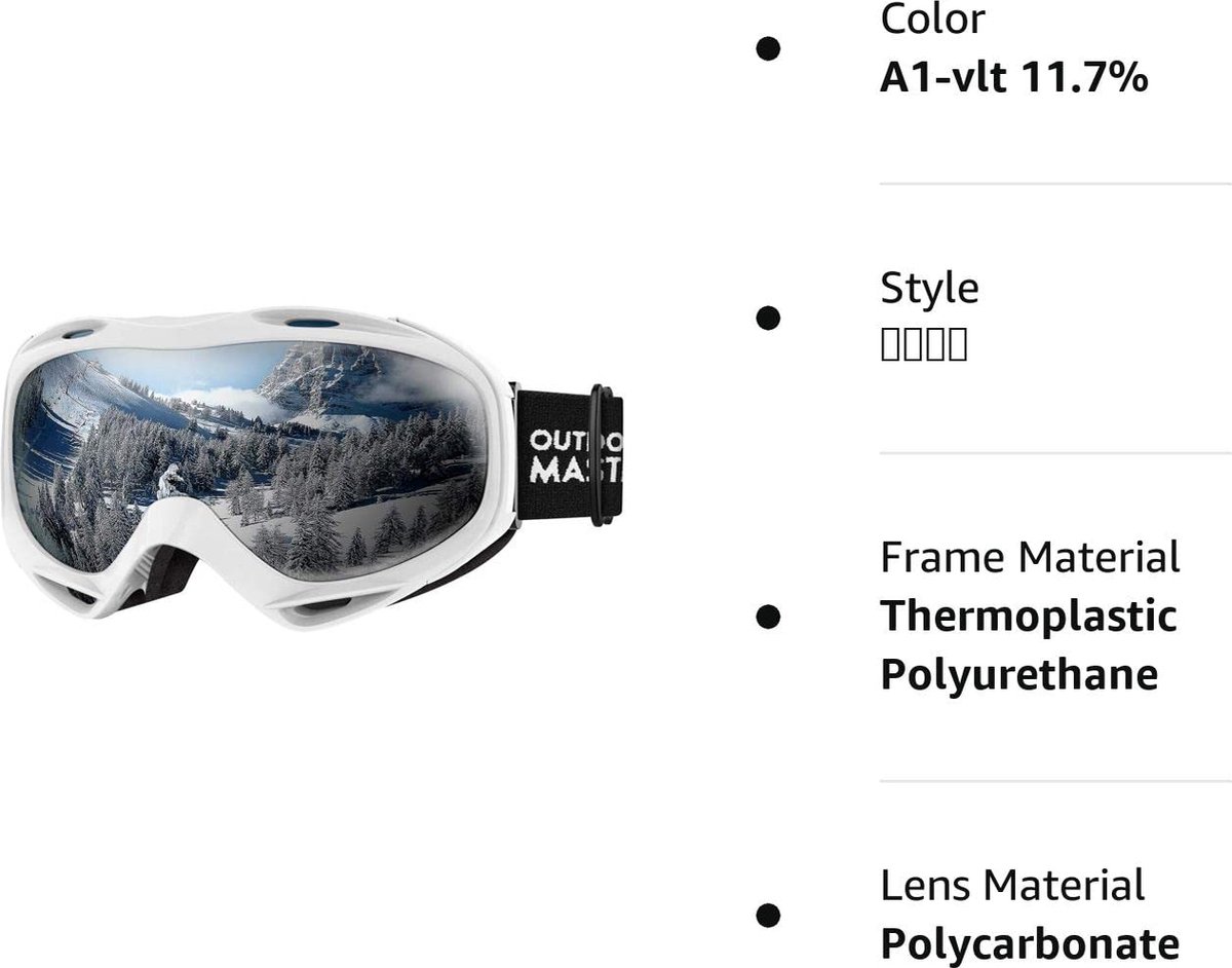 OutdoorMaster OTG Skibril - skibril voor heren, dames en jongeren, 100% UV- bescherming (zwart frame VLT 84% gele lens