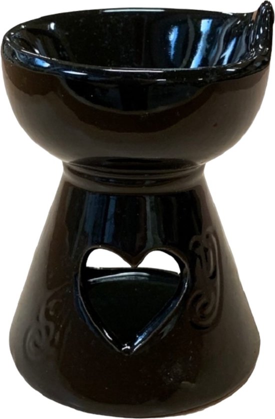 ceramic oil waxmelt burner heart black