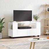 Meuble TV The Living Store - Trendy - Meuble TV - 102 x 34,5 x 43 cm - Blanc brillant