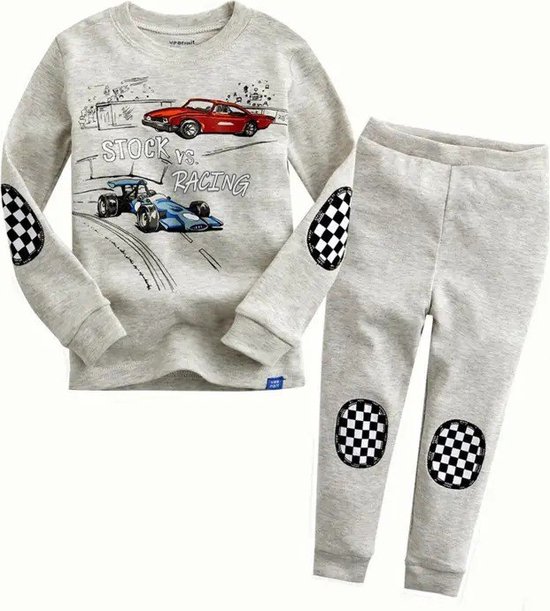 Pyjama kinderen - Jongens Pyjamaset auto - Racing Car - Raceauto - Maat 98-104