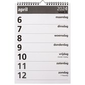Castelli Grote Cijferskalender 2024 - 1 week per pagina - Omlegweekkalender - 21 x 29.7 cm A4 formaat - Neutraal
