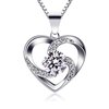 Sapphire Crystal Heart Ketting - Zilver