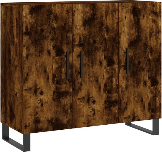 Dressoir 90x34x80 cm bewerkt hout artisanaal eikenkleurig