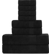 Luxe premium katoenen handdoekenset zwart - 2 badhanddoeken, 2 handdoeken en 4 was-/gezichtshanddoeken - 500 g/m² Sterk absorberend badkamer- en hotelgebruik