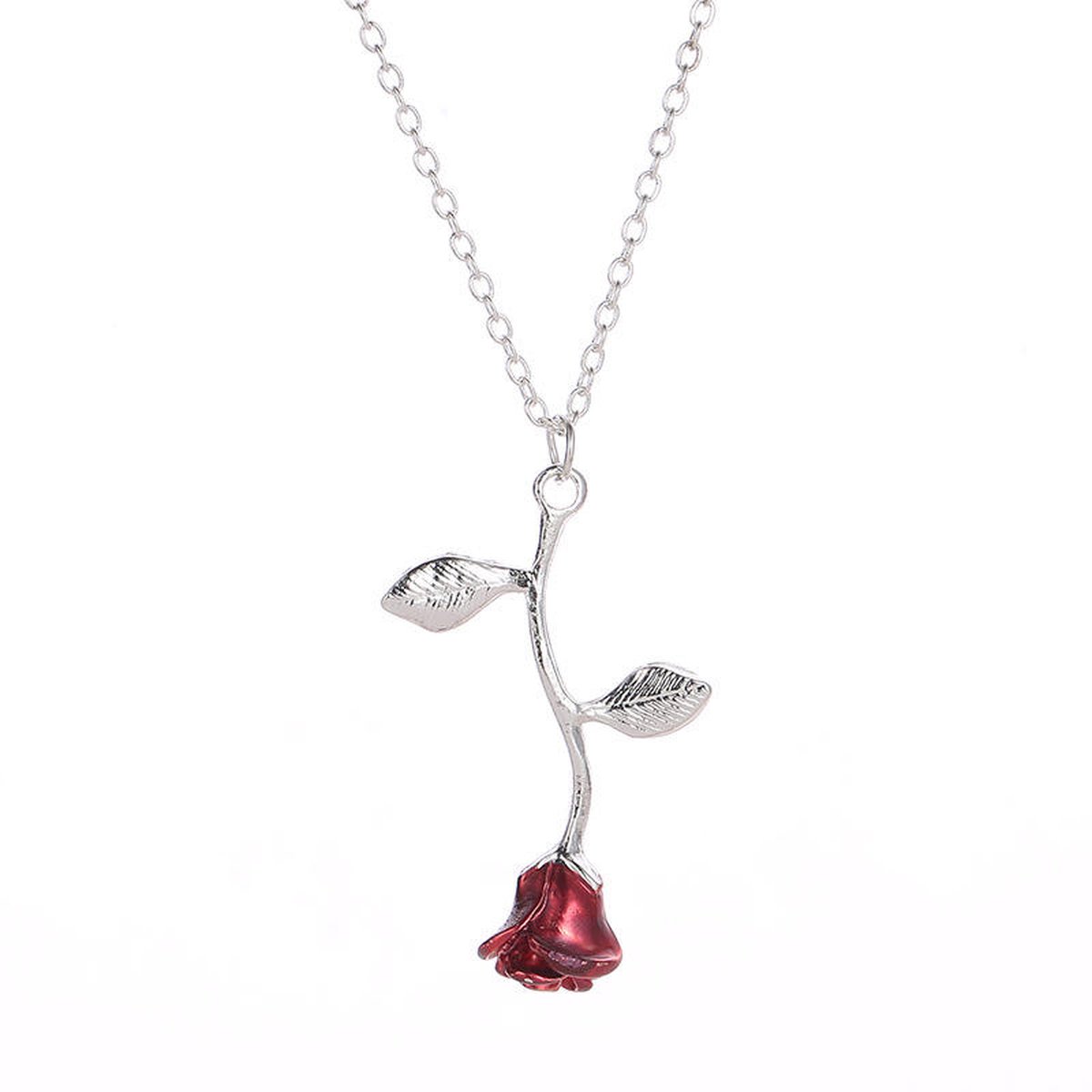 Lumici® | Roos Ketting - Rose Necklace - Cadeau Voor Vrouwen / Vriendin - Natuur - Flower - Bloem - Boom - Vriendschap Cadeau - Moeder - Moederdag Cadeau - Cadeau voor Vrouwen - Verrassing - Goud & Zilve