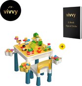 Baby Jumper Speelgoed 3 In 1 - Activiteiten Tafel Educatief - Speeltafel Baby Voor Kinderen - 100% Speelplezier Garantie - 45*45*32 Cm - Incl. 130 Bouwblokken & Stoeltje