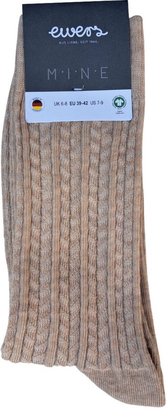 Ewers - katoenen sokken dames ribbed - beige melange