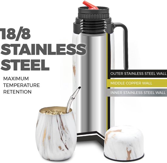 Gourde à Maté En Inox Double Paroi 8 Oz (237ml) - Isolation Thermique - Lavable - Neuve