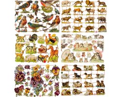 Poëzieplaatjes - 6 vellen - Vogels - Wilde dieren - Boerdrijdieren-Poezen - Bloemen - Honden - Poëziealbum - hobby - creatief - bulletjournaal - vriendenboek - dagboek - decoupage - knutselen - scrapbook