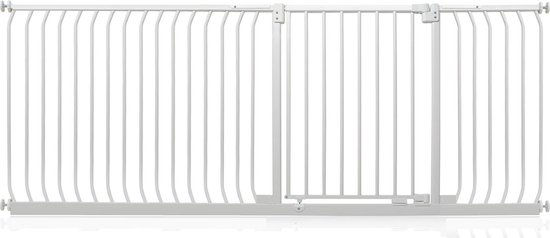 Safetots Hoog Klemhek Elite, Traphekje Zonder Boren, Klembevestging Tussen 143cm - 152cm, Mat Grijs, Extra Hoog 96.8cm, Babyhekje voor Trap, Gang en Deur, Klemhek Geschikt voor Baby en Peuter