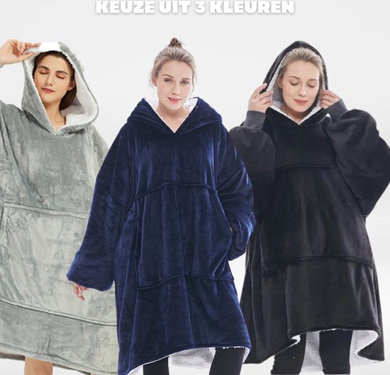 Pazzo Goods - Premium Hoodie Deken – Lichtgrijs - Fleece Deken met Mouwen – XXL Hoodie Blanket - Pazzo Goods