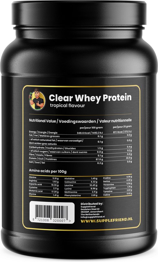 Supplefriend Clear Whey Isolate Verfrissende Proteïne shake