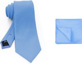 Cravate Sorprese avec pochette de costume - Bleu clair - 7,5 cm - Structure Micro rib - Cravattes - Pochette