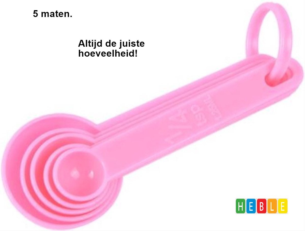 5-delige ROZE Maatlepelset van Heble® Keukengerei