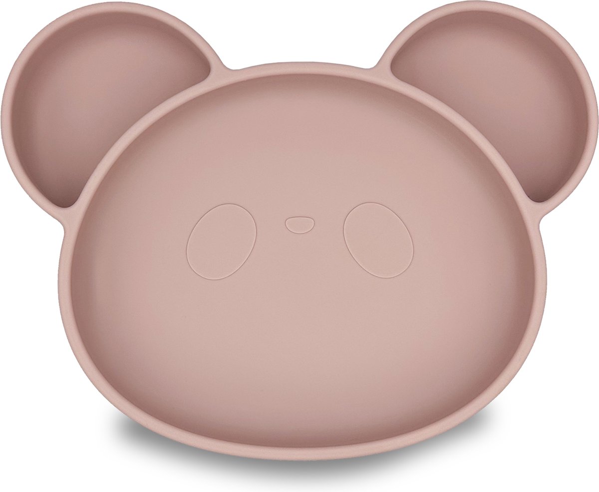 Goedkoopste Youly® Siliconen kinderbord beer - Kinderservies - Baby servies - Baby bord - Anti Slip - Bord met zuignap - BPA vrij - Poeder Roze